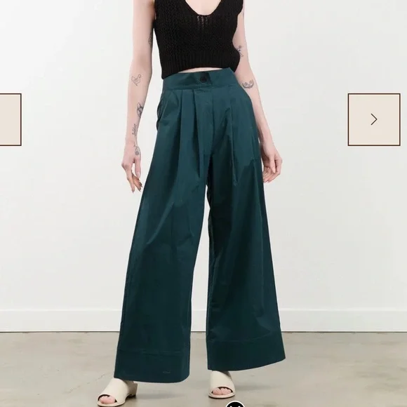 Rachel Comey Coxsone Pant Dark Juniper Green Organic Cotton Wide Leg Size 4 - Picture 5 of 12